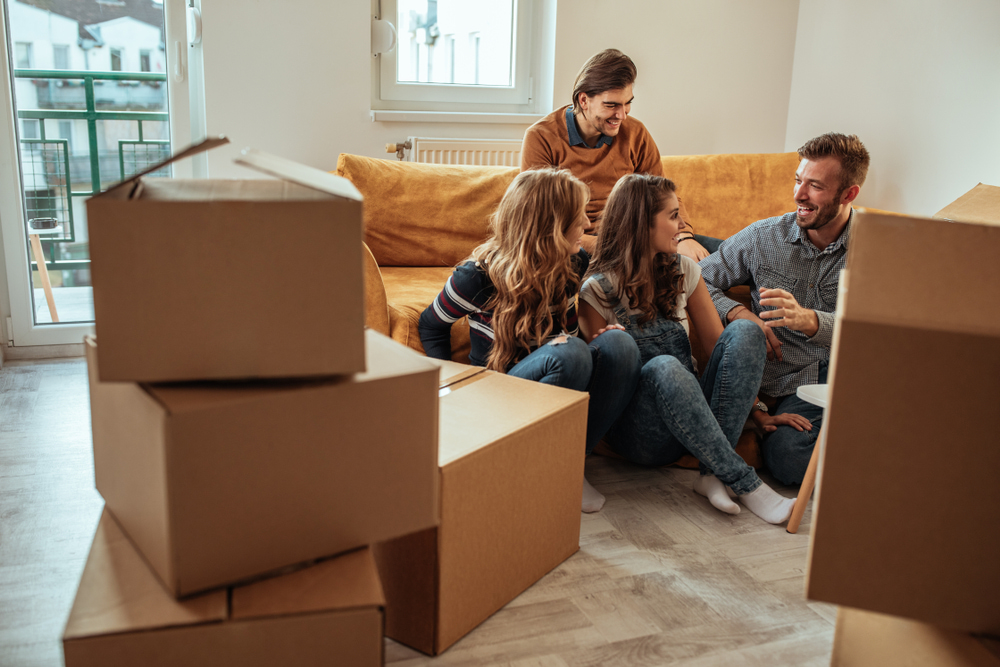 Happy renters moving home