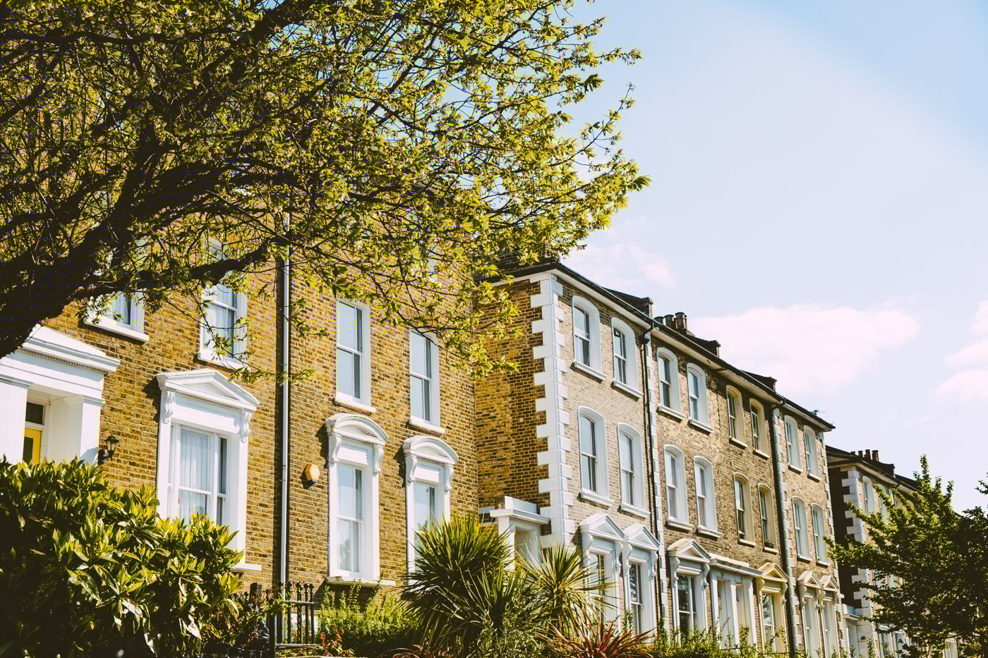 Houses and a clear sky