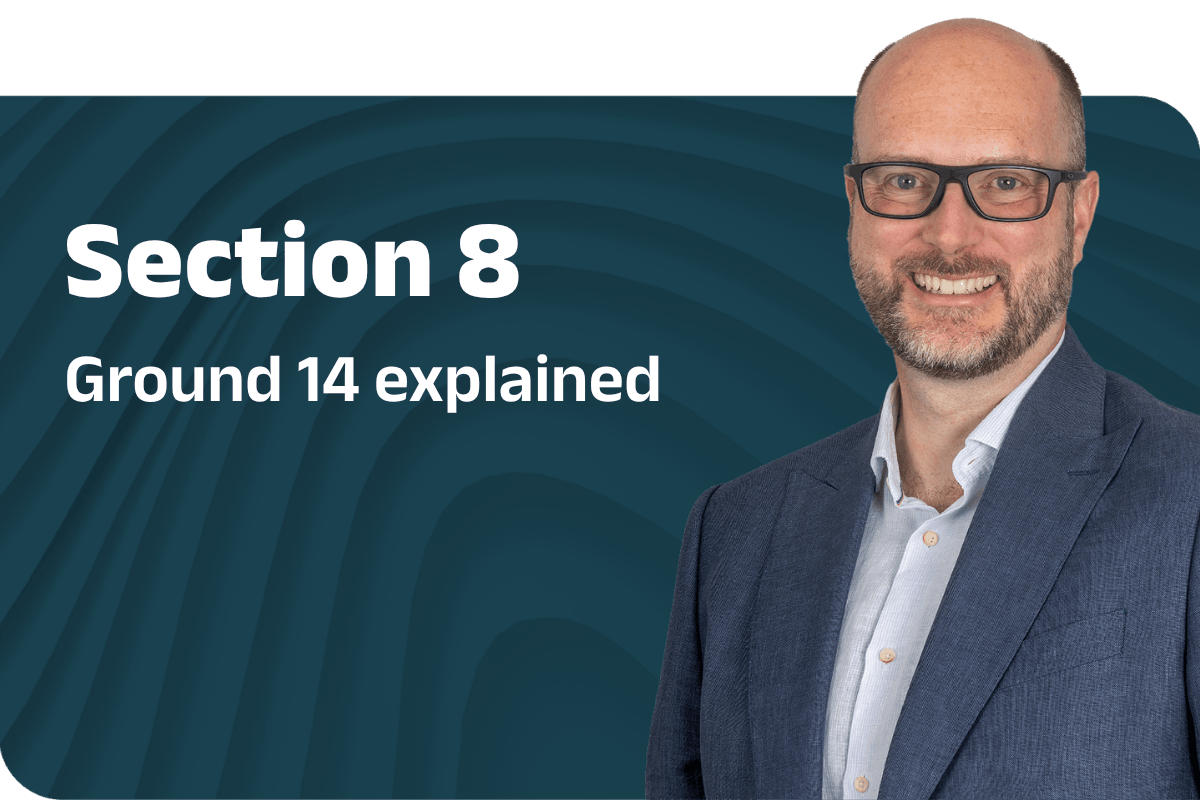 Banner featuring a portrait of David Smith next to the text "Section 8 Ground 14 explained" on a dark blue background.