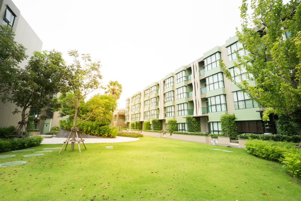 Block of flats with green space