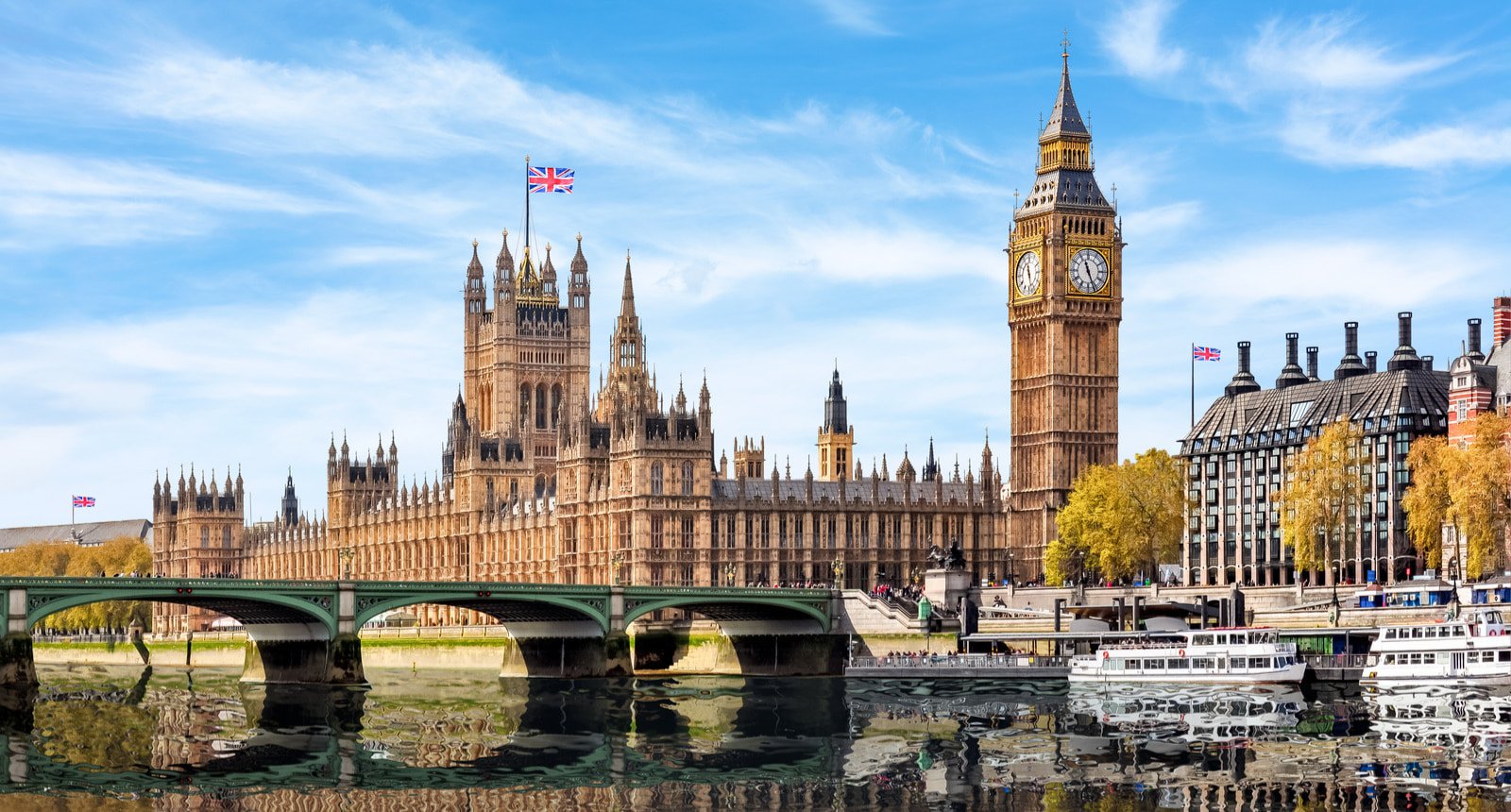 The UK House of Commons in the summer sun. 