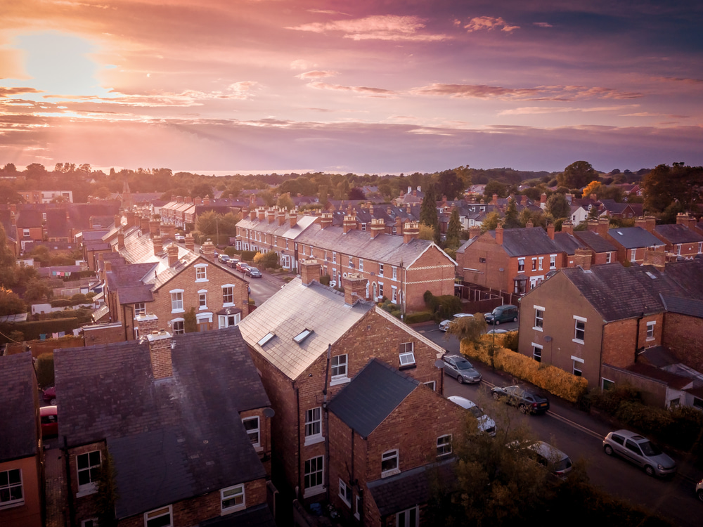 Rooftops at sunset