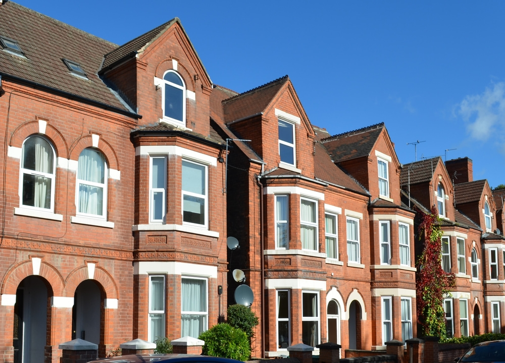Row of terraced houses in England