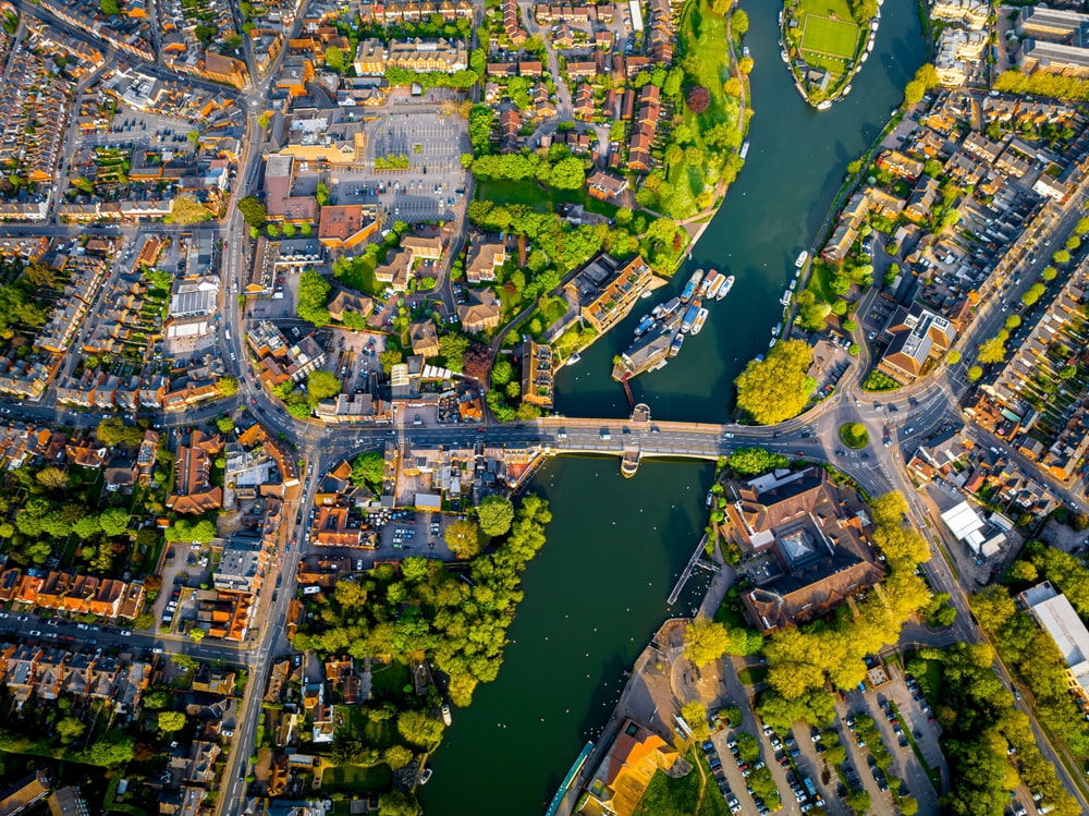 Birds eye view of houses