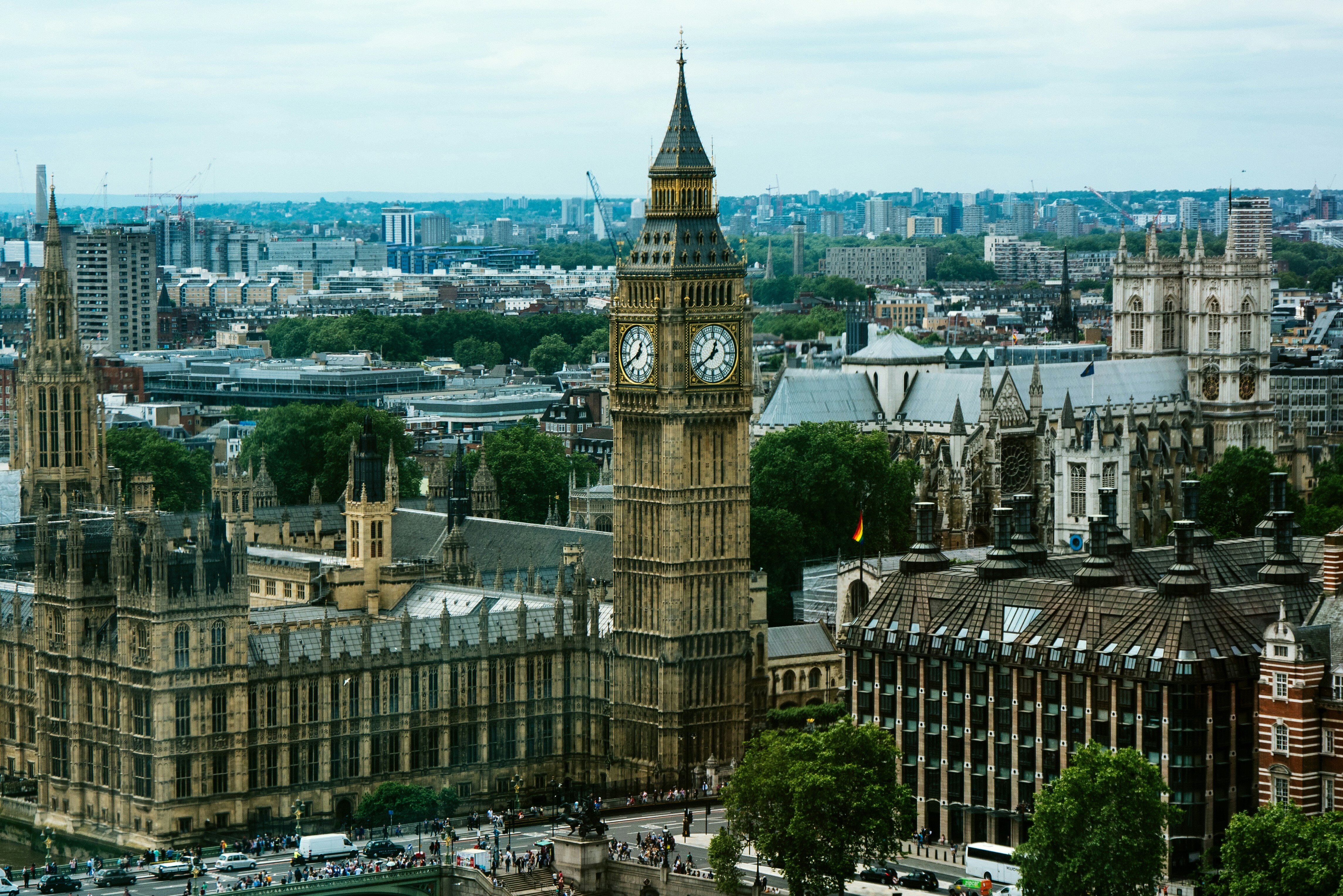 Aerial image of the Houses of Parliament. 